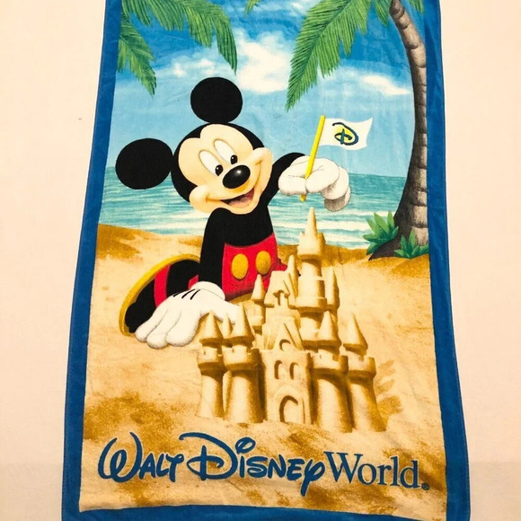 Walt Disney  World Resort Mickey Mouse Beach Towel 62 X 34 Inch Sandcastle - Picture 1 of 16